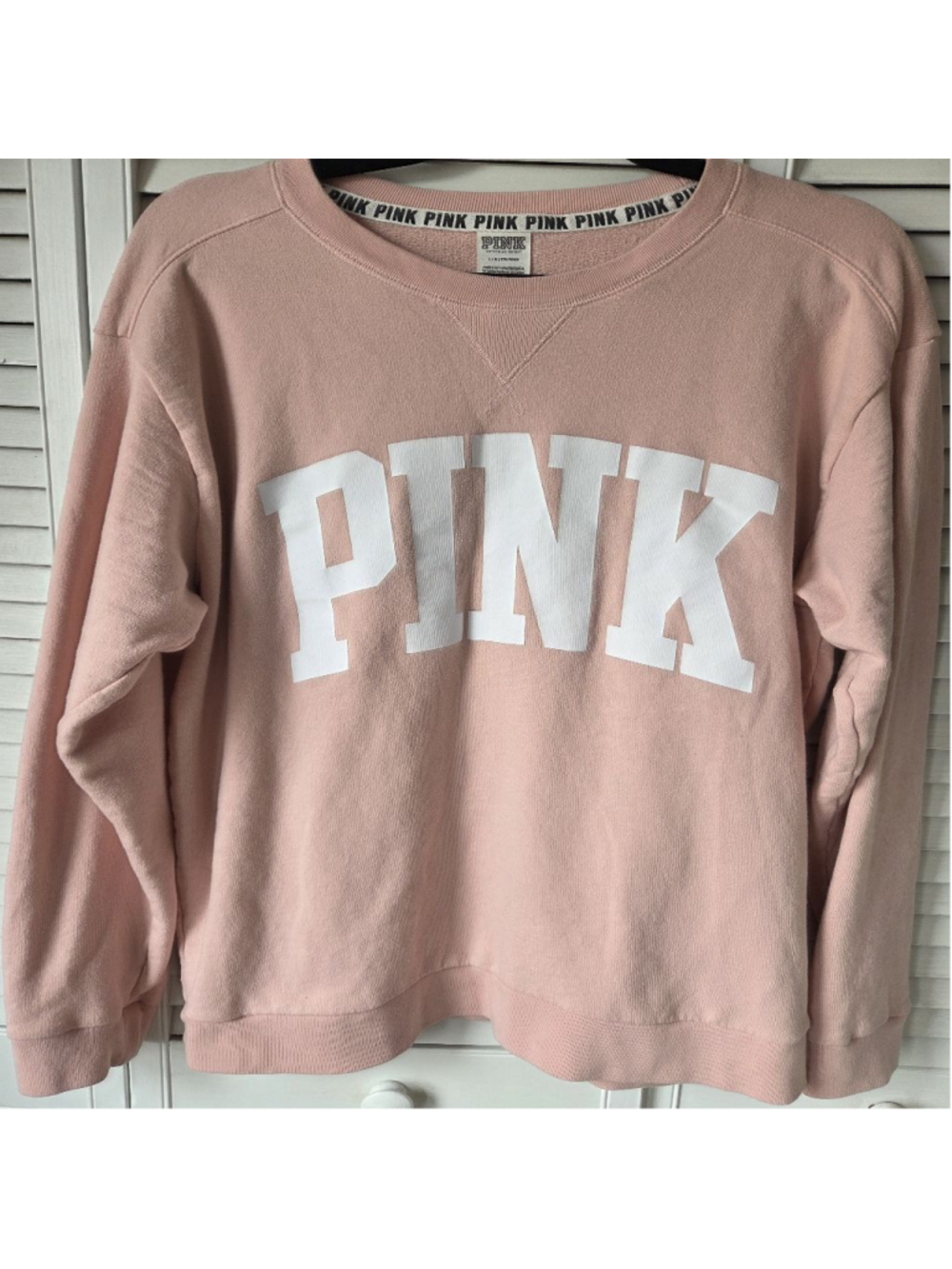 Women's PINK Victoria's Secret Sweatshirt L Pink with White Logo